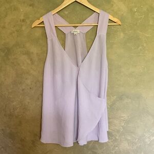 Wilfred Lavender Silk Trim Faux Wrap Sleeveless Blouse